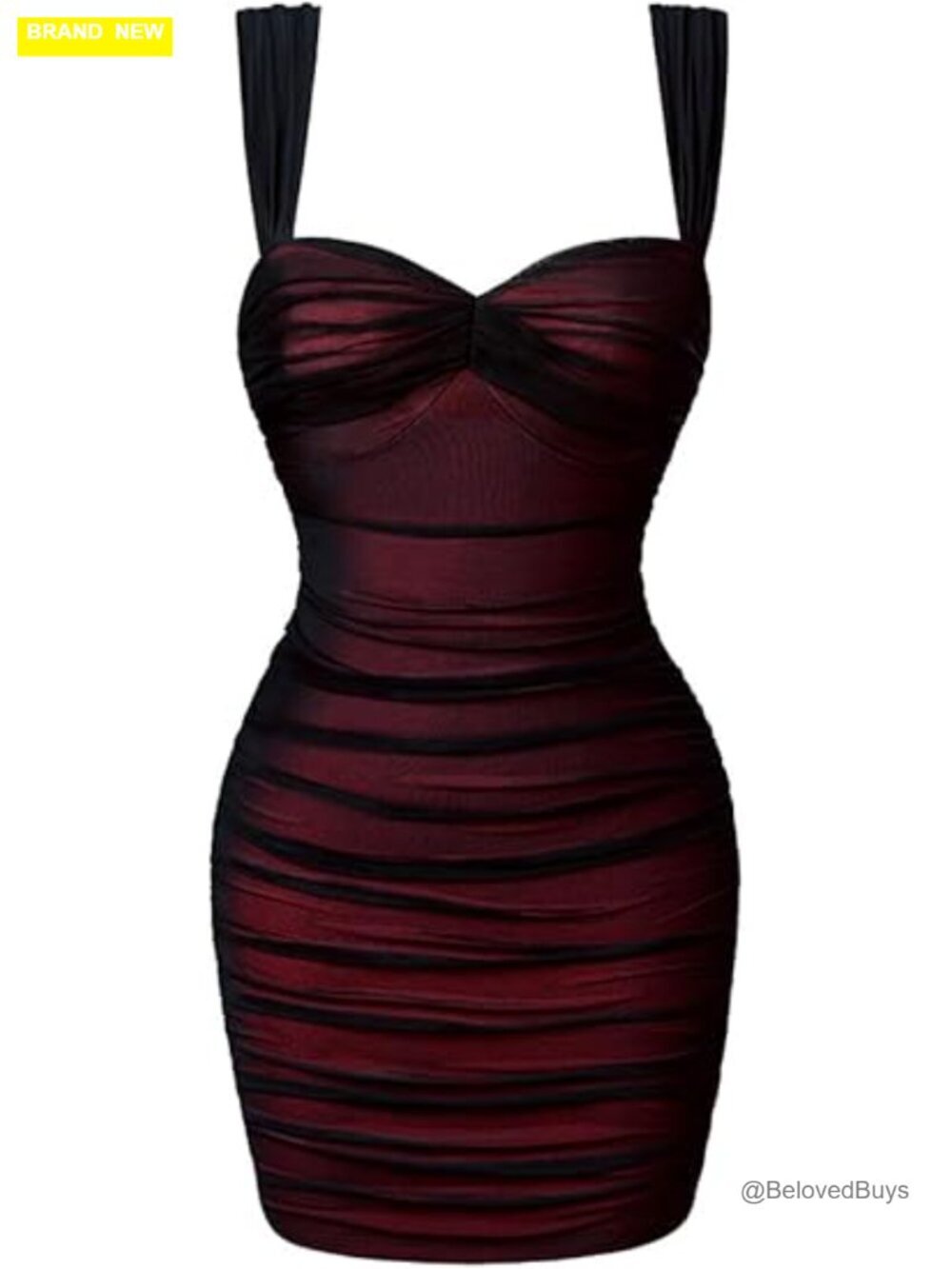Sexy Bodycon Sleeveless Tank Straps Mesh Ruched Mini Party Dress Summer Night